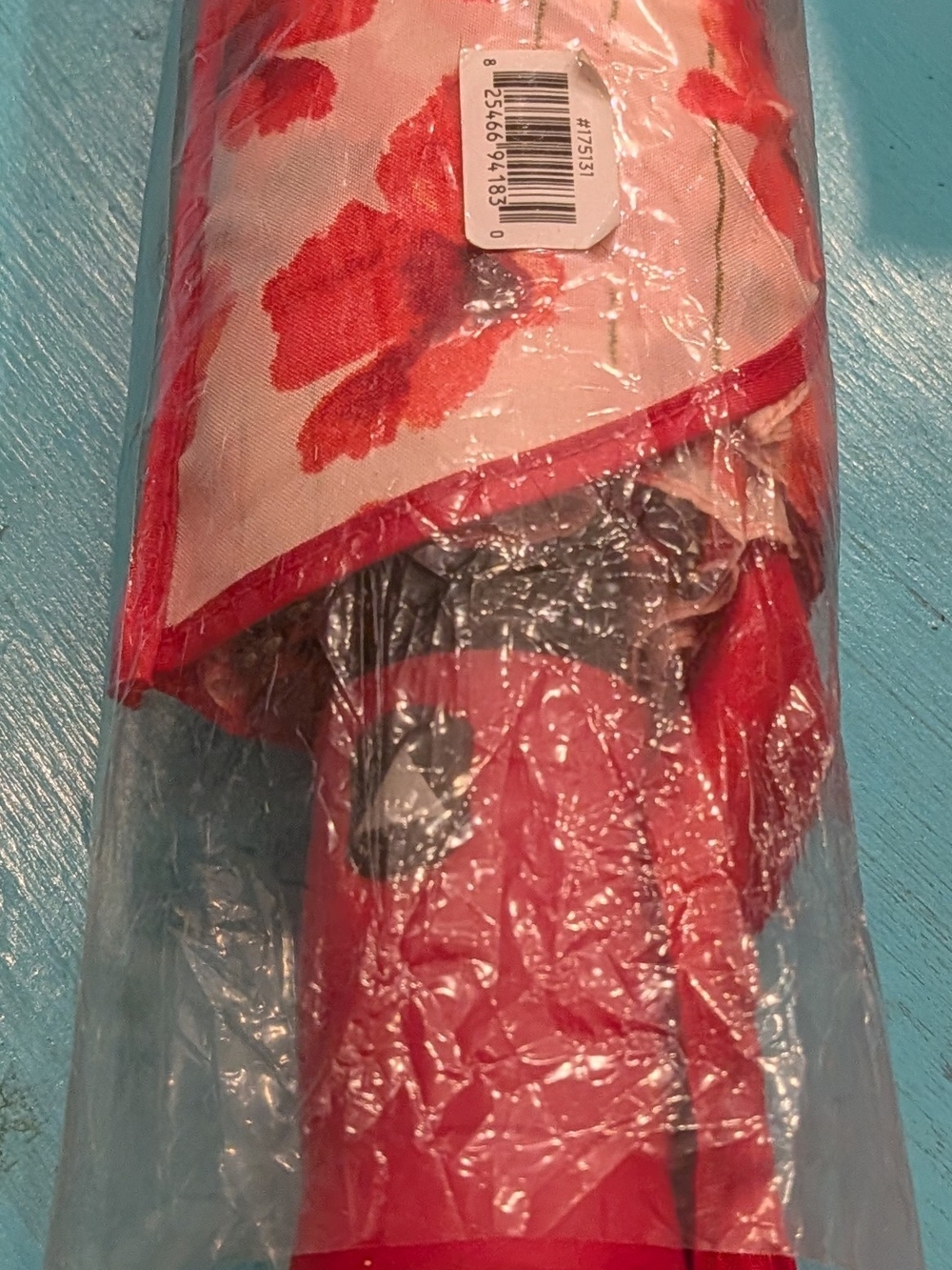 NEW With Tags Catherine Malandrino Red and White Floral Compact Umbrella
